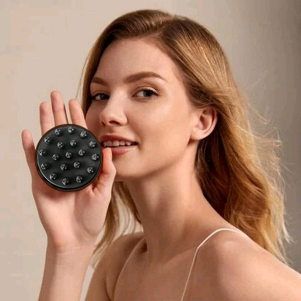 2pc Plastic Scalp Massager, Minimalist Black Round Shampoo Massage Brush For Bat